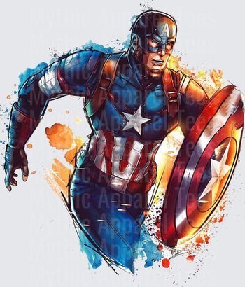 Marvel Super Heroes Captain America Watercolor Splash Action