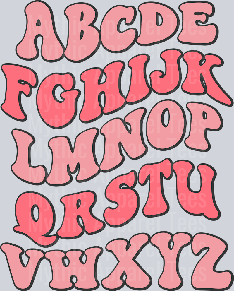 ABCDEFG Cut out letters DTF Valentines Day Transfers