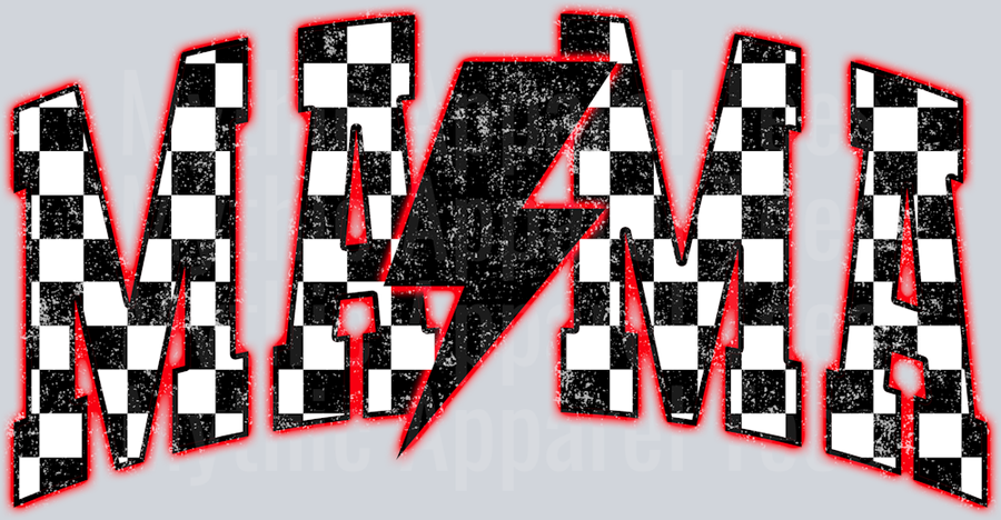 Red Neon Checkered Mama