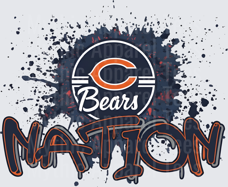 NFL Transfers Chicago Bears Nation Grunge Splatter Logo Design