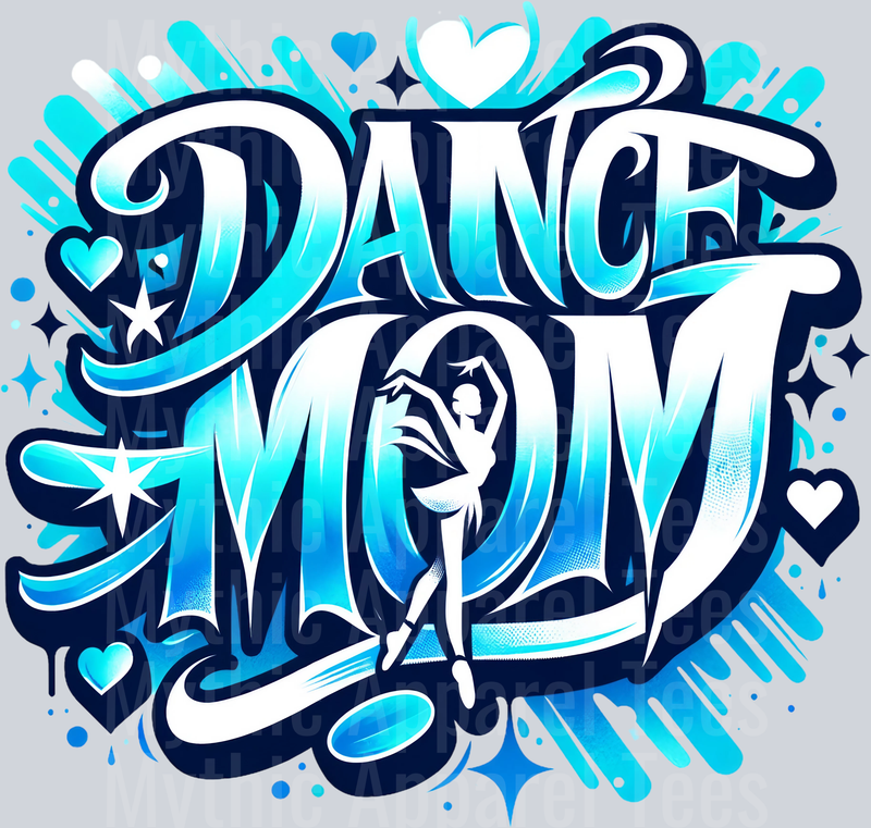 001 Dance Mom 1 Airbrushed Light Blue DTF Dance Mom Transfers
