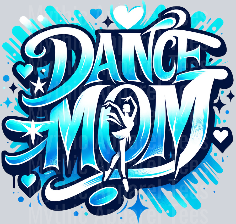 001 Dance Mom 1 Airbrushed Light Blue DTF Dance Mom Transfers