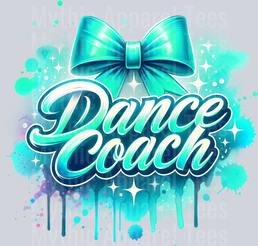 Dance Coach Airbrushed Mint DTF Dance Coach Transfers