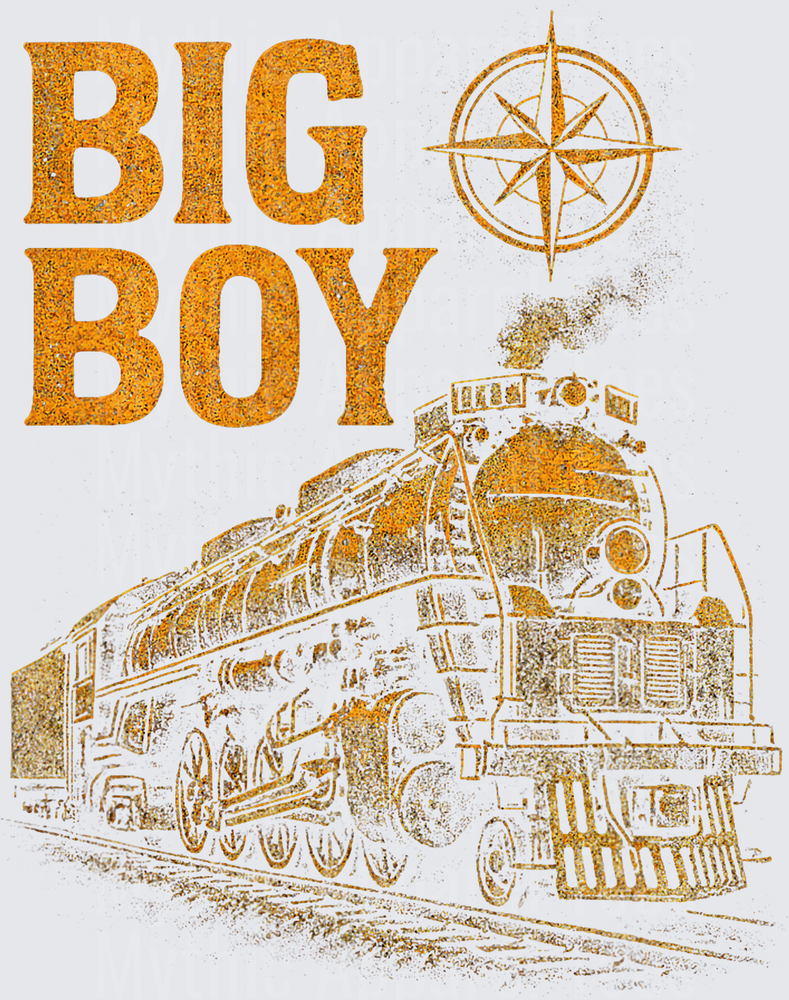Trains Big Boy Steam Locomotive Vintage Compass Rose Design