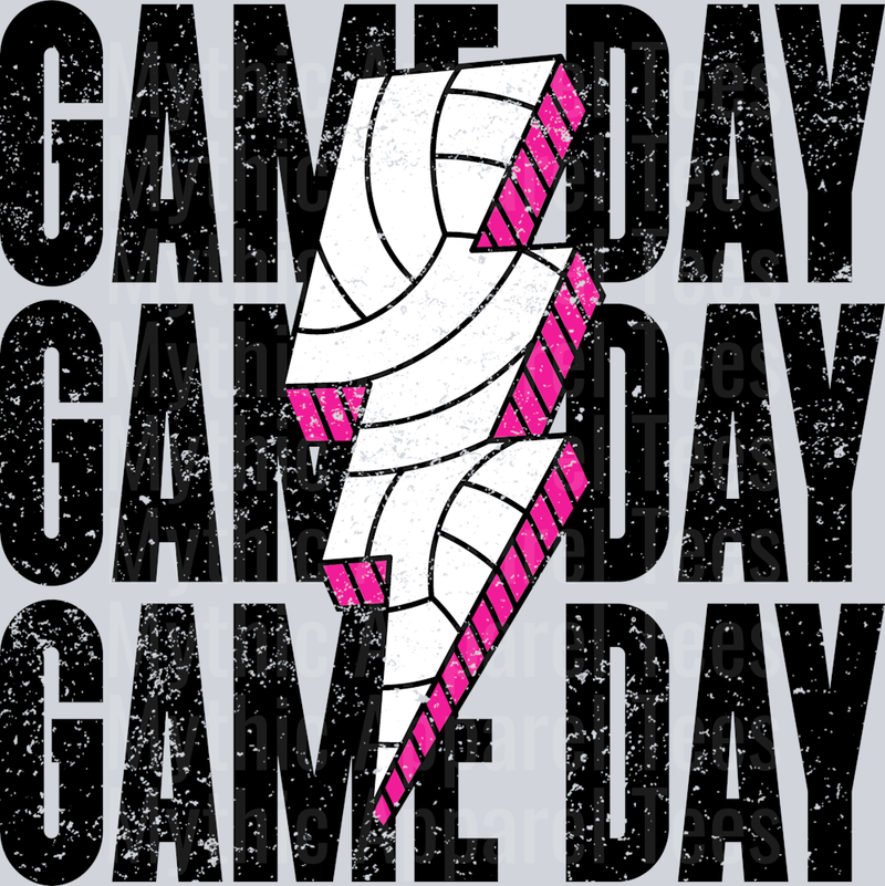 Pink Volleyball Game Day Stacked School Spirit & Sports