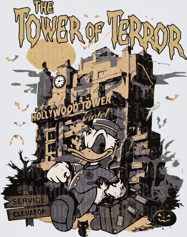 Donald Duck Tower of Terror Hollywood Tower Hotel Halloween Bellhop with Bats Ghost and Jack-o-Lantern