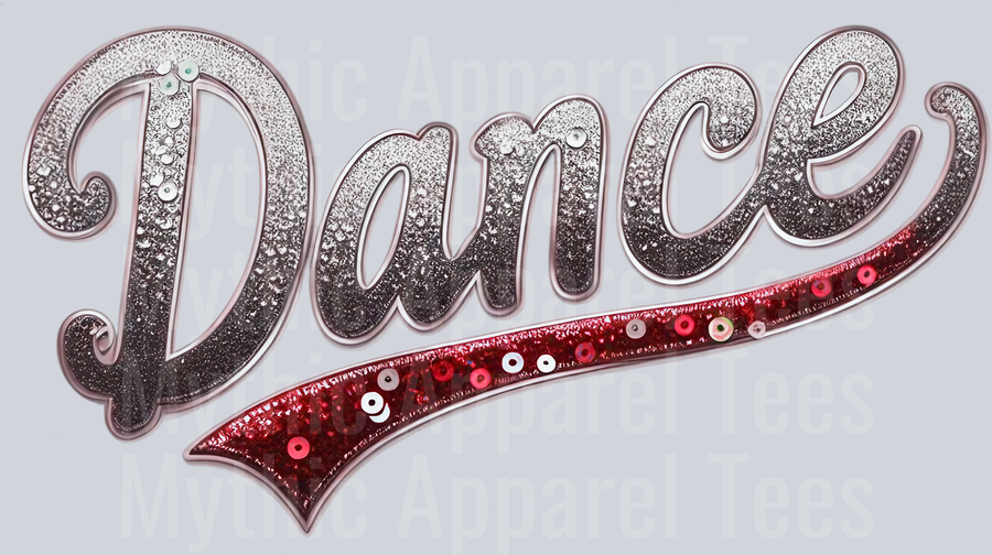 Dance Swoosh Sequins Red DTF Dance Swoosh Transfers