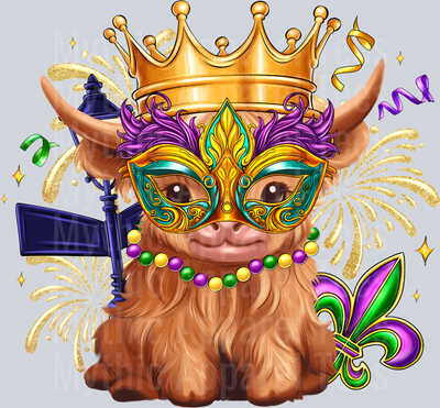 Mardi gras Highland cow