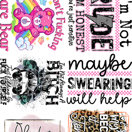 Funny Sayings Assortment 5 GANG SHEET 10 FULL SIZE IMAGES