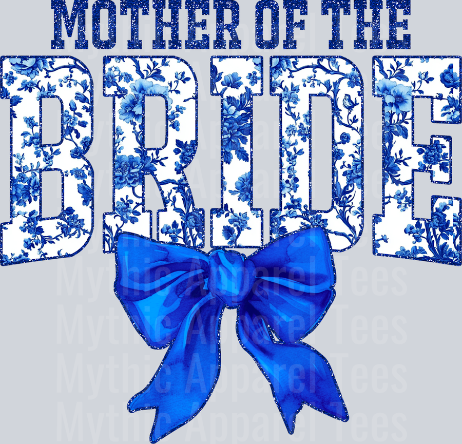 Blue Mother Of The Bride College Font With Bow Floral Pattern Wedding