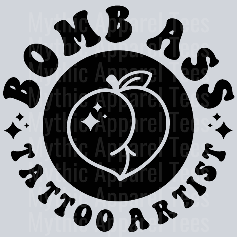 Bomb Ass Tattoo Artist Pocket Design Wavy Retro Funny Designs