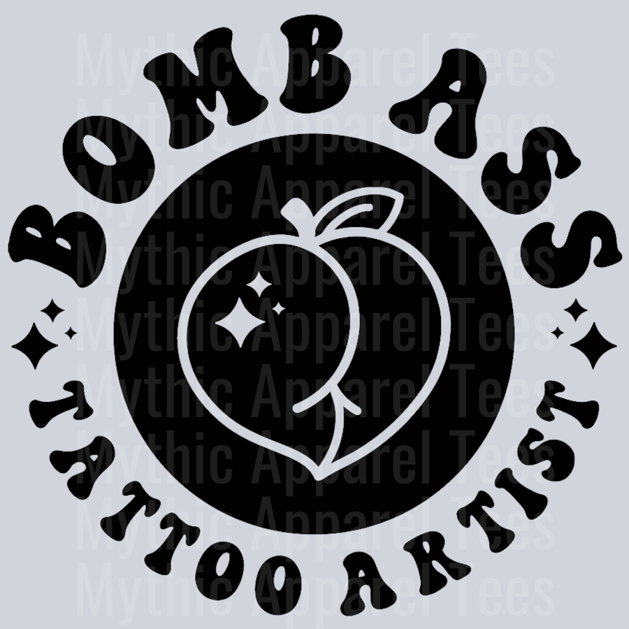 Bomb Ass Tattoo Artist Pocket Design Wavy Retro Funny Designs