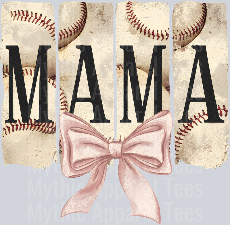 mama baseball with pink bow DTF Baseball Transfers