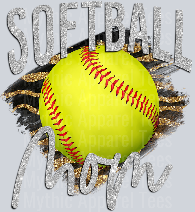 Softball mom tiger Stripe with Glitter DTF Softball Transfers