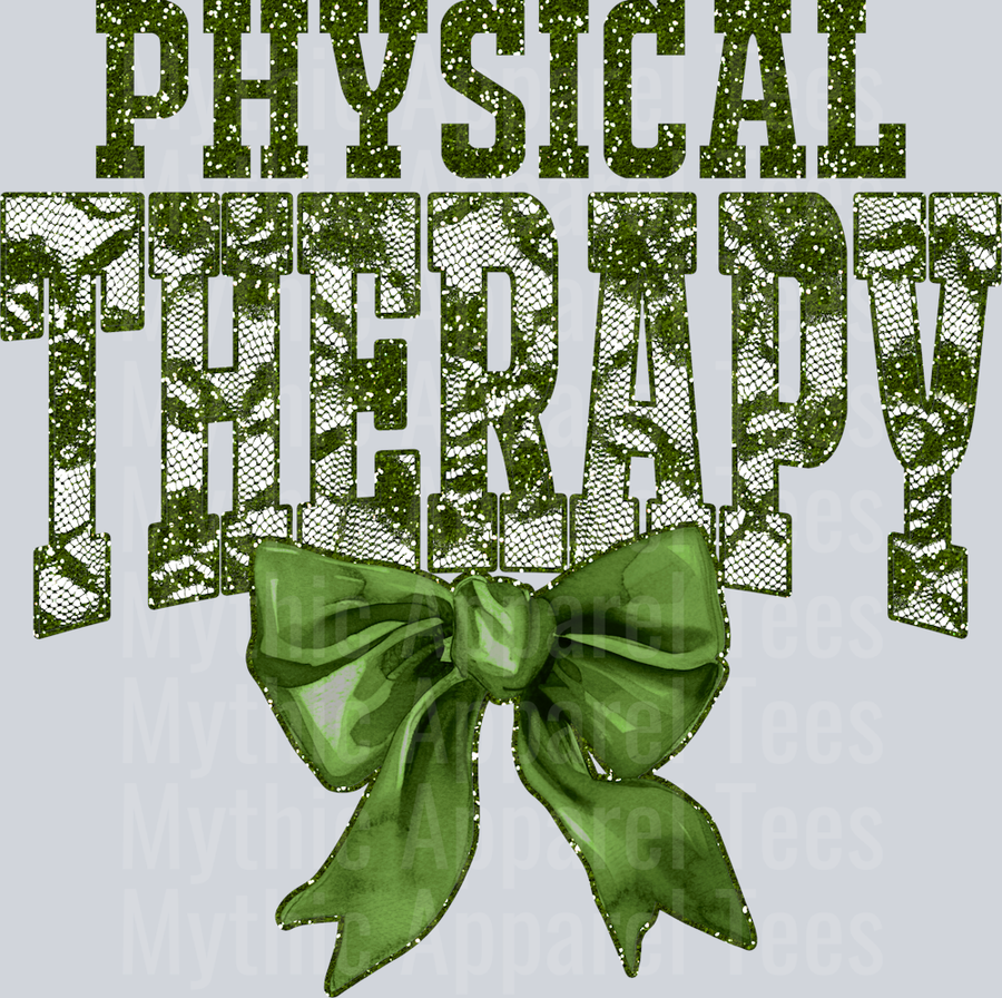 Olive Green Lace Physical Therapy St Patrick's Day College Font Floral and shamrock pattern
