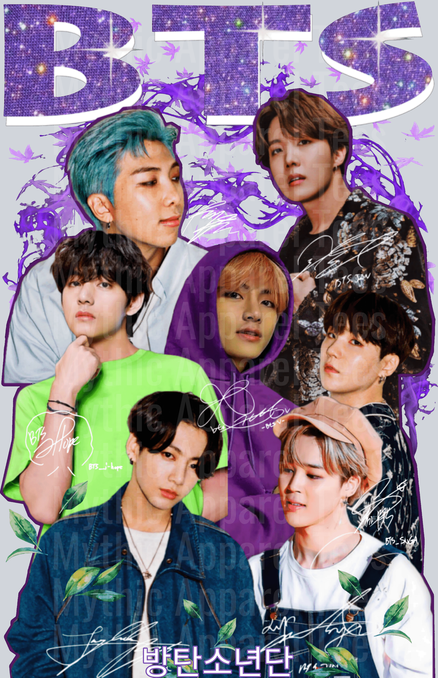 BTS Group DTF Pop Culture Transfers