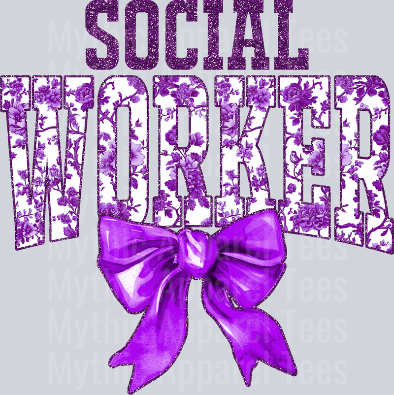 Purple Toile Social Worker