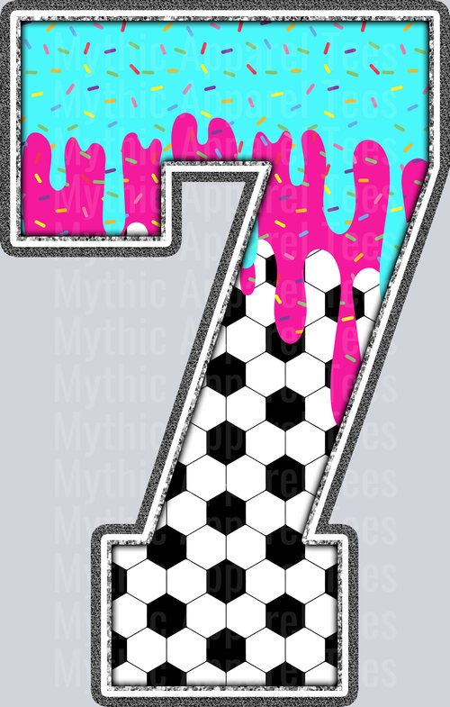 7 Soccer Drip Name With Bow DTF Soccer Transfers