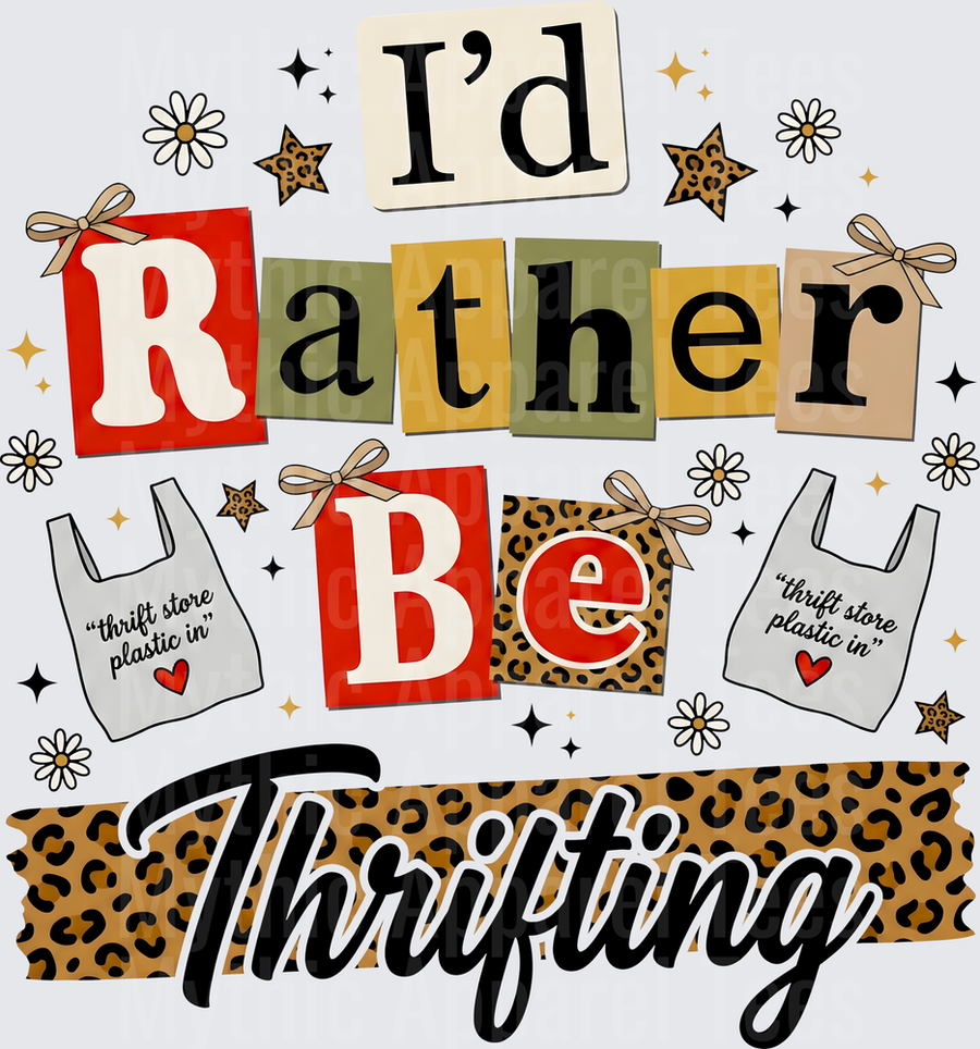 I'd Rather Be Thrifting Leopard Print Shopping Bags Design