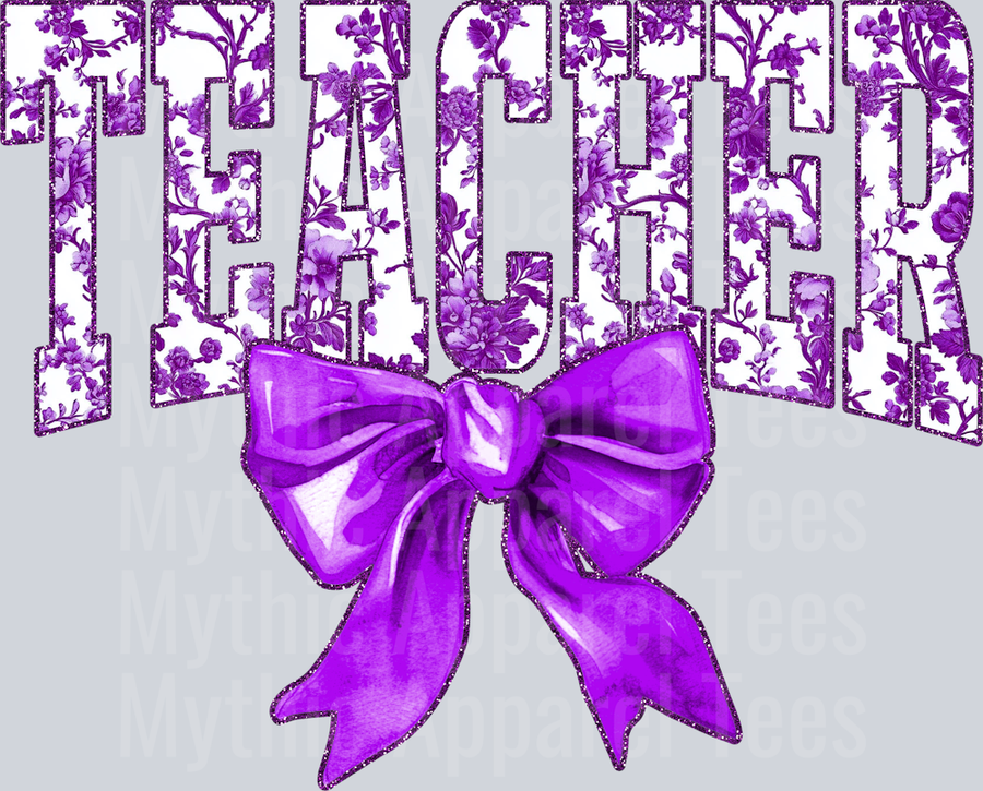 Purple Toile Teacher College Font Floral Teacher Design