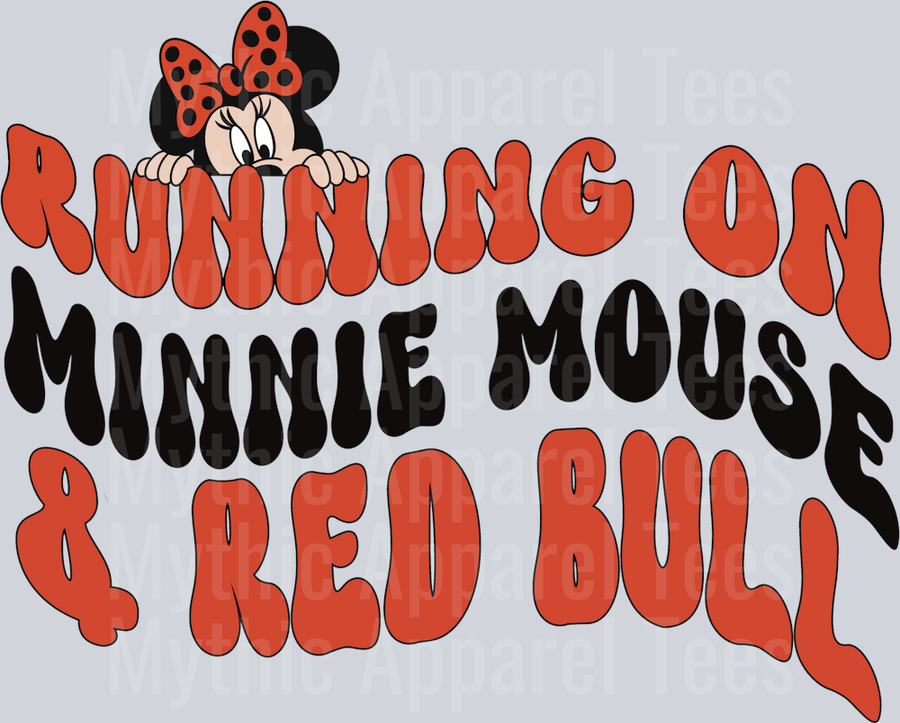 Running On Minnie Mouse and Red Bull DTF Red Bull Transfers