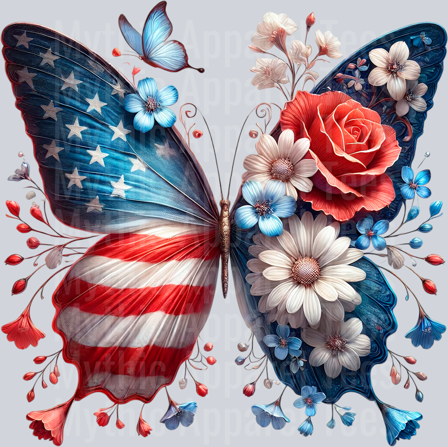 American butterfly 4 DTF Patriotic Transfers