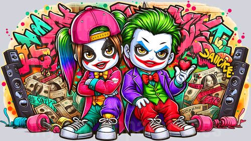 Harley Quinn Joker Graffiti DTF Pop Culture Transfers