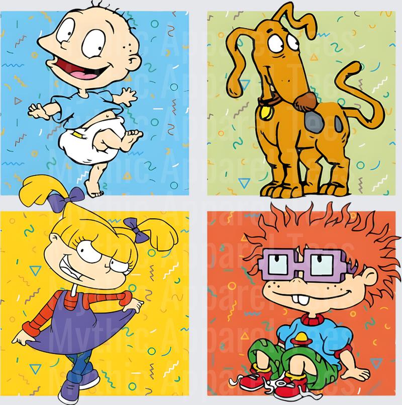 Rug Rats Tommy Angelica Chuckie and Spike Four Panel Grid