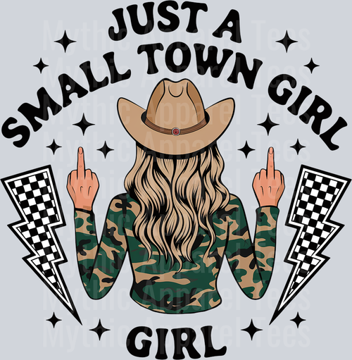 Just a small town girl with middle fingers and checkered bolts DTF Hunter Transfers