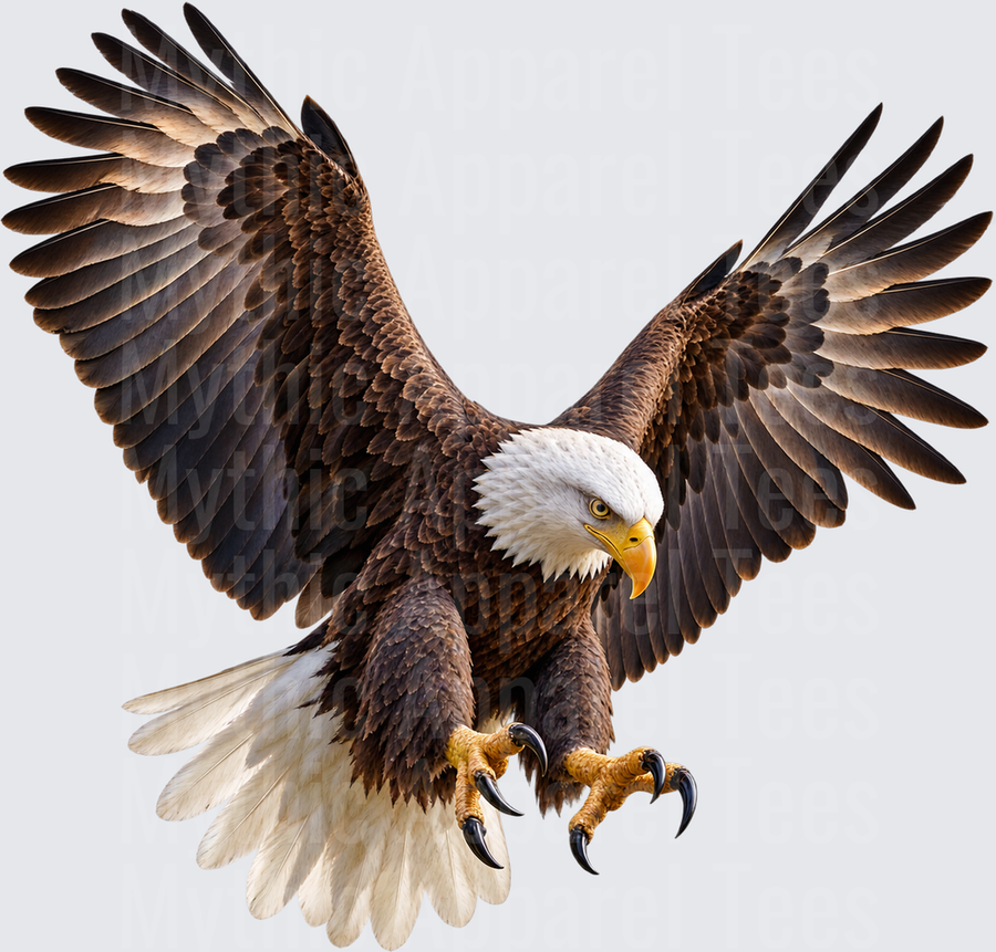 Eagle Swooping Down With Talons Extended Wings Fully Spread