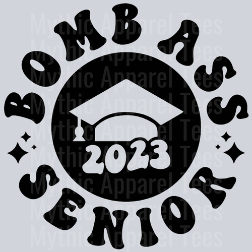 Bomb Ass Senior Pocket Design Wavey Retro Style Funny Shirt Design