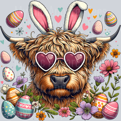 DTF Easter Highland Cow Transfers