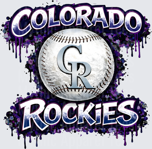 MLB Transfers Colorado Rockies Baseball with Purple Paint Splash Effect