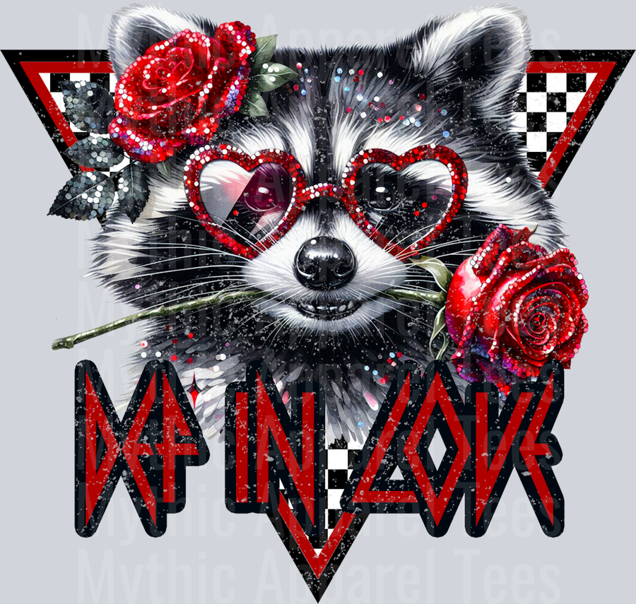 Def In Love Raccoon Glitter Style Combo Valentines Day Design