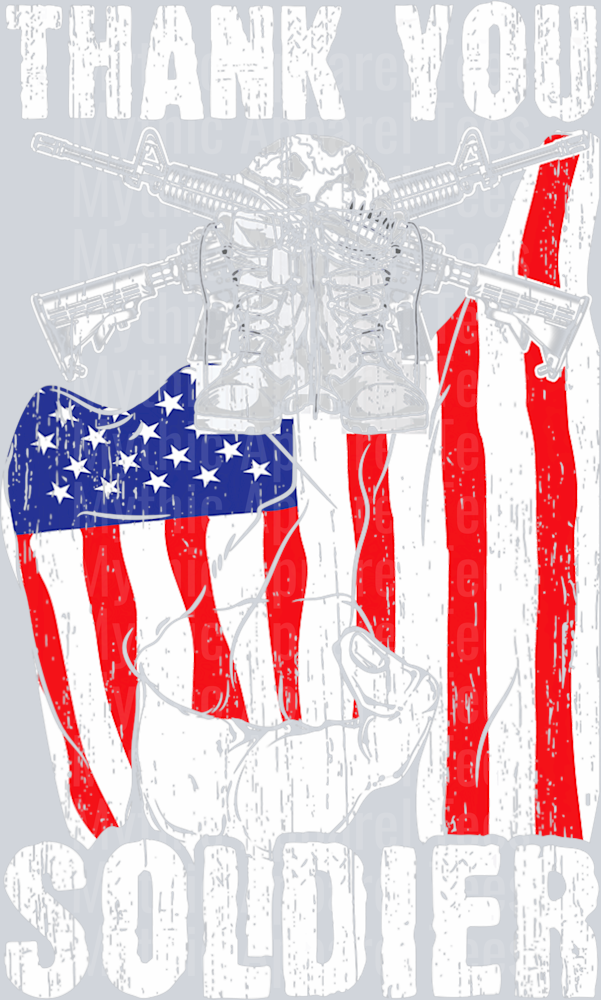 Thank you soldier Red white and blue flag DTF Patriotic Transfers