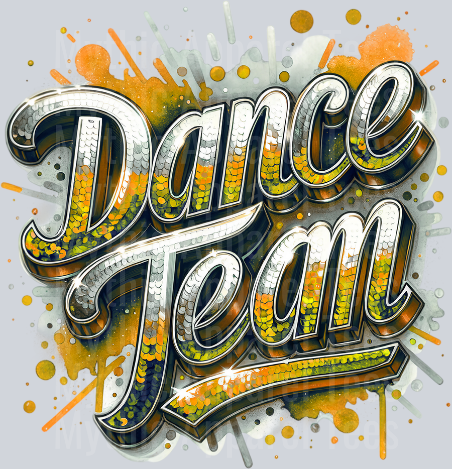 0017 Dance Team Sequins Orange DTF Dance Team Transfers