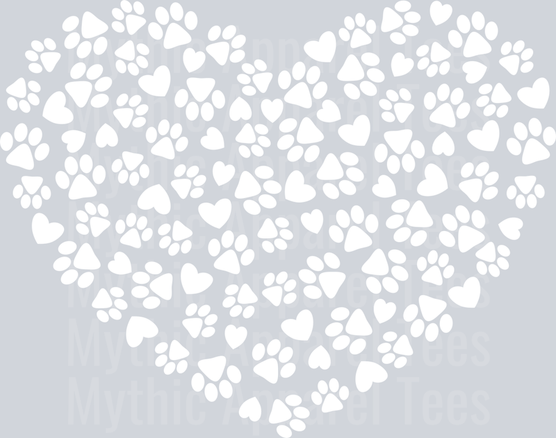 Dog paw heart white paw print DTF Dog Transfers