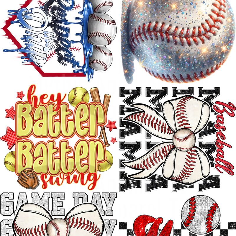 BASEBALL VARIETY 2 GANG SHEET 10 FULL SIZE IMAGES