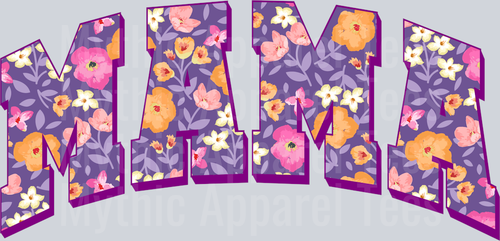 mama Purple and yellow pink flowers DTF MOM Transfers