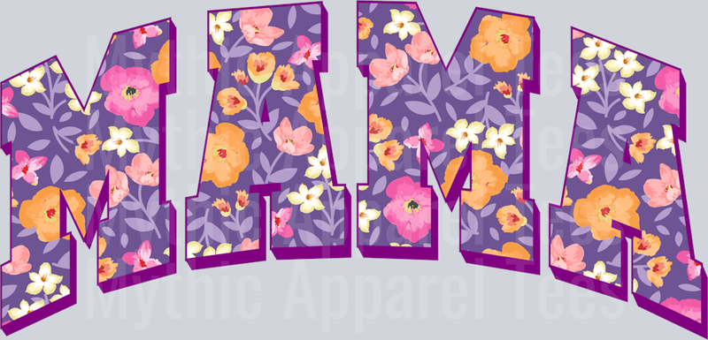 mama Purple and yellow pink flowers DTF MOM Transfers