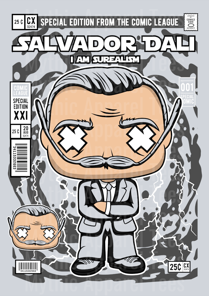 Salvador Dali Comic Book Cover STYLE DTF Pop Culture Transfers