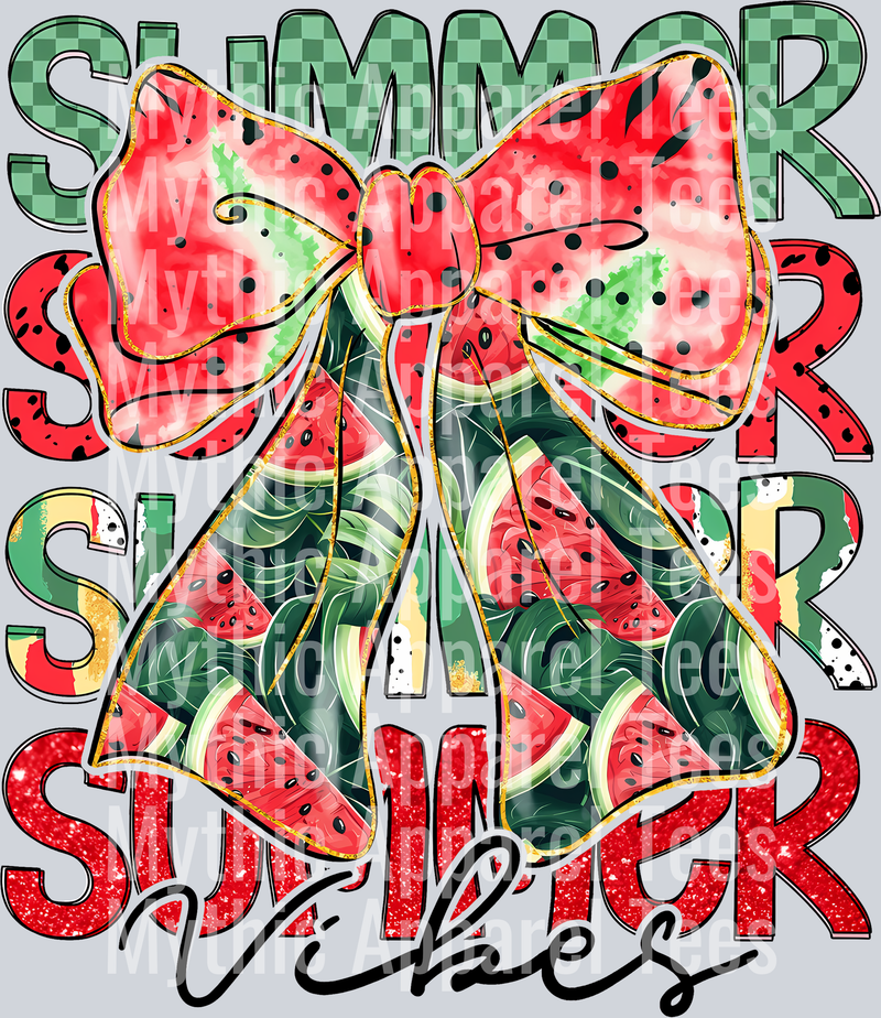 Watermelon Coquette Bow Summer Transfer