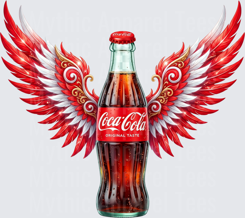 Coke Coca-Cola Original Taste Glass Bottle With Red Angel Wings