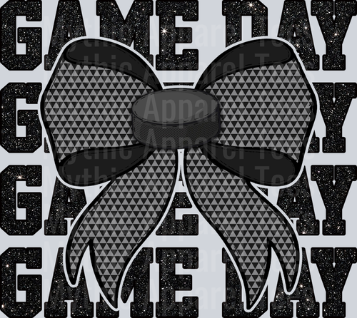 Gameday Hockey bow with puck edges cute DTF Sports Transfers