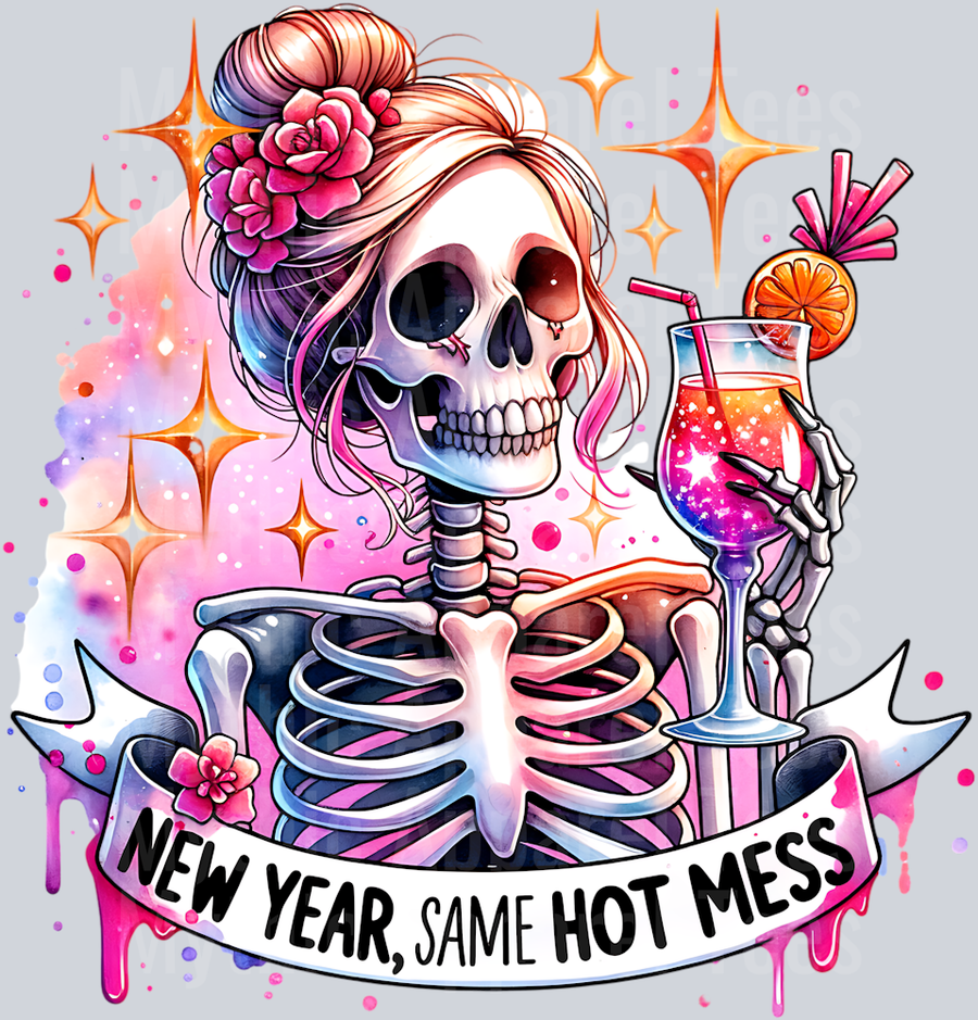 NEW YEAR SAME HOT MESS SKELETON PNG