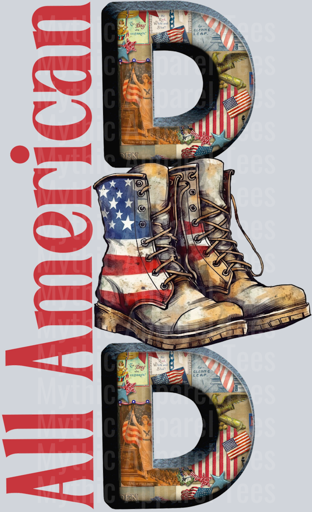 ALL AMERICAN DAD VINTAGE BOOTS DTF Patriotic Transfers