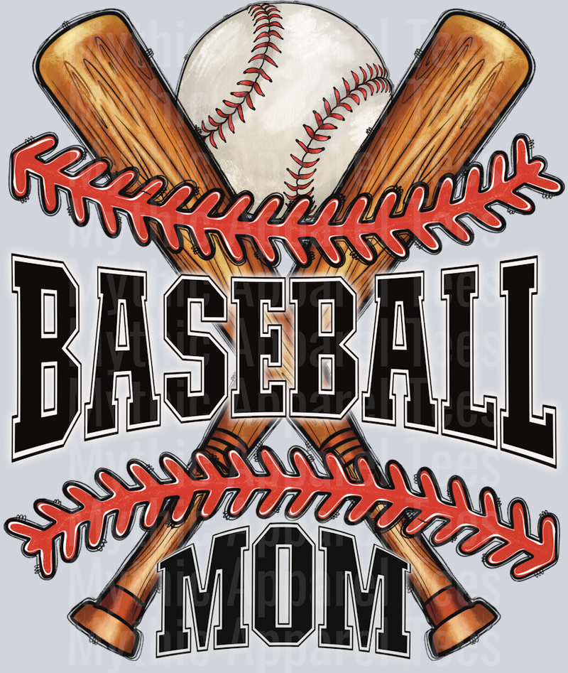 Baseball Mom Bat and Ball DTF Baseball Transfers