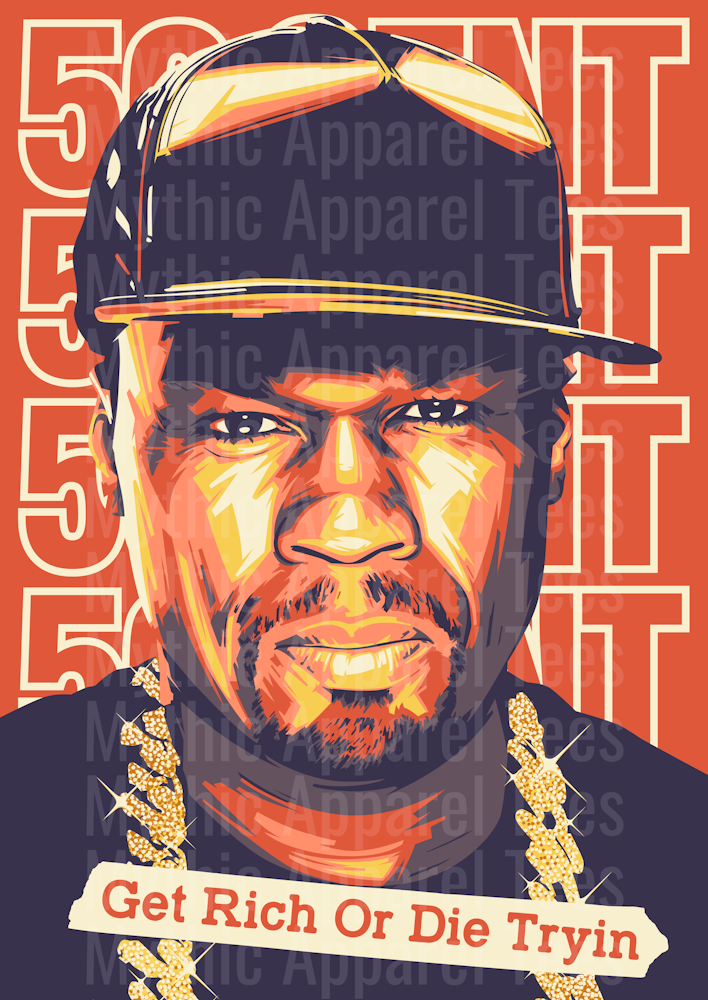 50 Cent get rich Rapper Pop Culture Rap Legend DTF Rapper Transfers