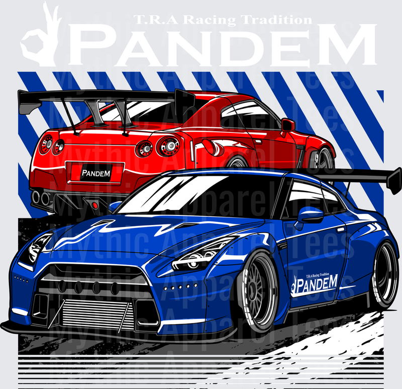 Drifting and Muscle Cars Pandem Widebody Nissan GT-R R35 Duo Blue Red
