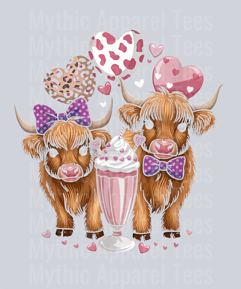 206 Cute Baby Highland Cow Couples Matching Valentine_S Day T-Shirt